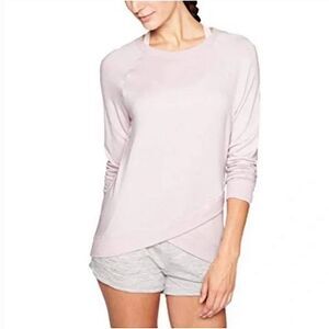 Athleta Criss Cross Sweatshirt May Rose pale Pink crew neck Modal stretch Small